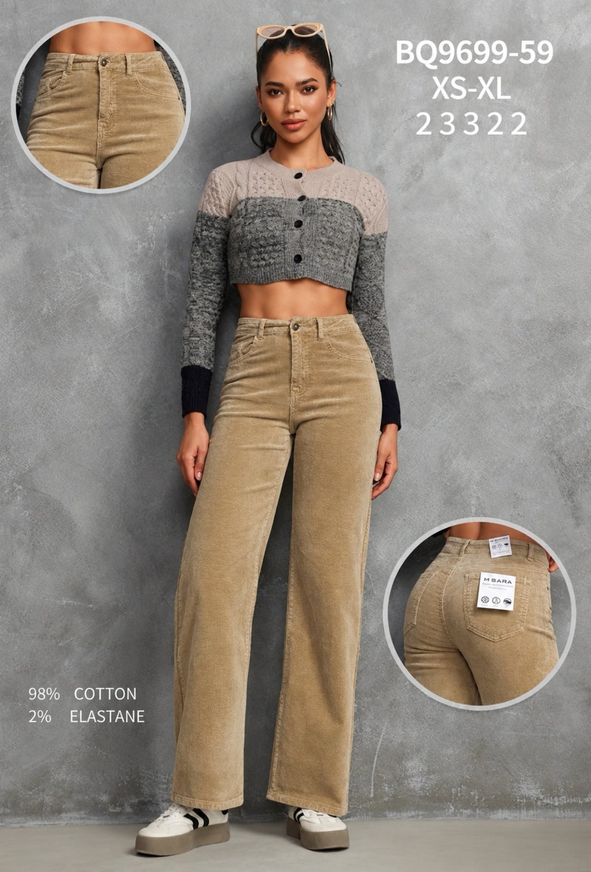 Žametne hlače Wide leg